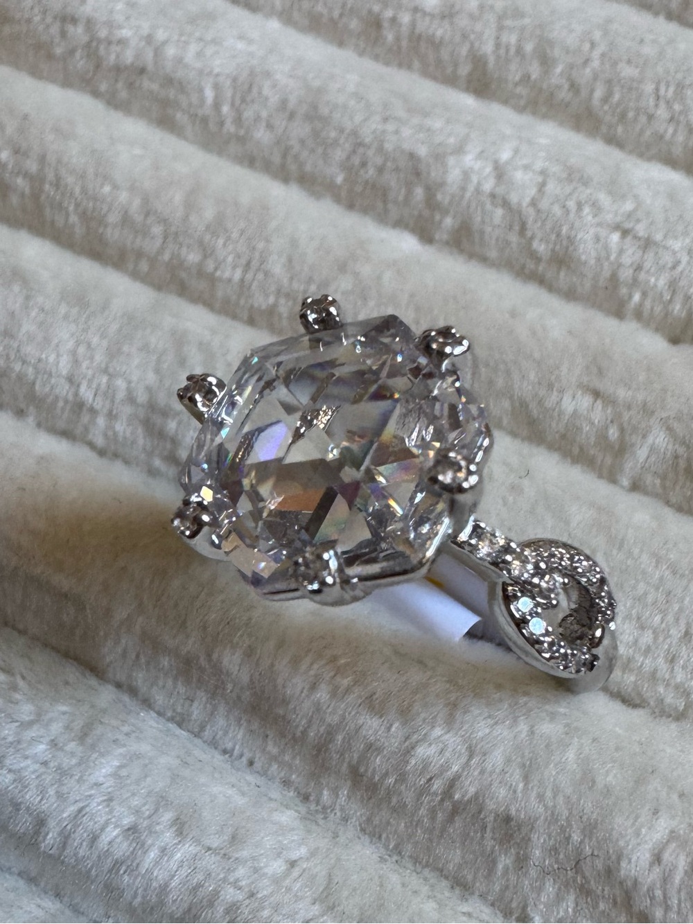 Majestic Trinity Cubic Zirconia Ring Rhodium